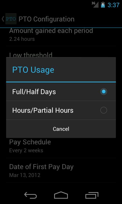 PTO Tracker Screen 3