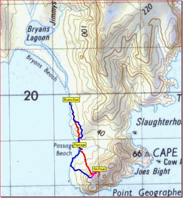 South Peak Freycinet Map Route
