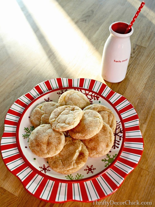 snickerdoodle on red and white plate