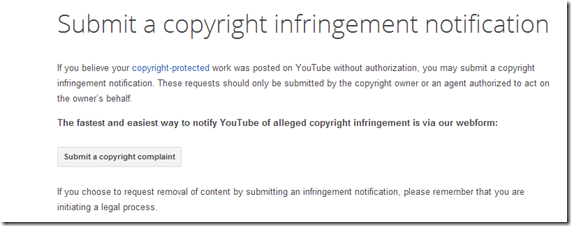submitting a copyright infringement form
