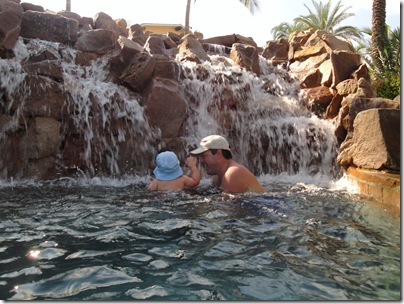 2.  Daddy and Knox playing on the waterfall