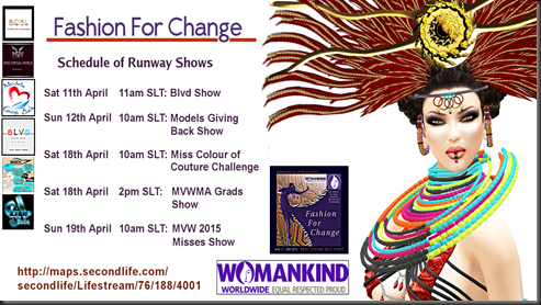 Fashion For Change events Schedule of Runway Shows