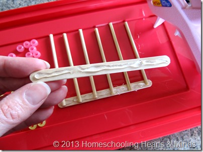 step 3 for making your own abacus @Homeschooling Hearts & Minds