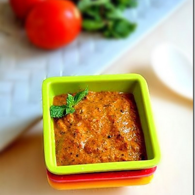 Tomato Mint Chutney Recipe Thakkali Pudina Chutney Side Dish For