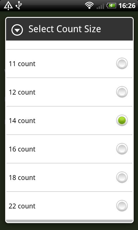 Cross-stitch Fabric Calculator Screen 3