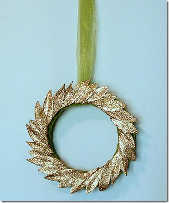 Winter wreath--gold glittered laurel wreath