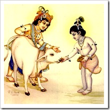 Krishna and Balarama with cow