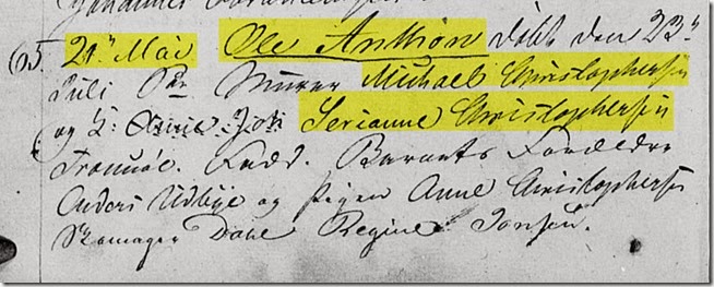 Christopherson, Ole Anthon - Birth Record from Tromso, Norway - Highlighted