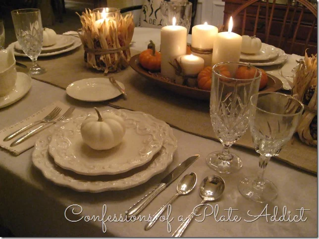 CONFESSIONS OF A PLATE ADDICT Thanksgiving Tablescape...Cream with Natural Elements