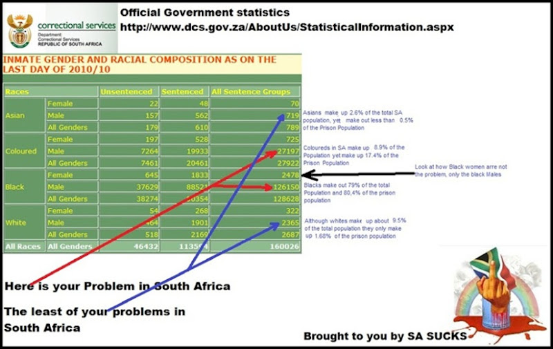 WHO ARE THE CRIMINALS IN SA INMATE RACIAL COMPOSITION OCT2010
