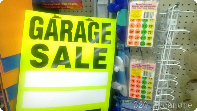 dollar store garage sale supplies