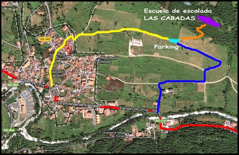 Mapa Escalada en Las Cabadas (Arenas de Cabrales, Asturias)