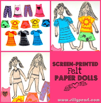 Screen Printed Felt Paper Dolls