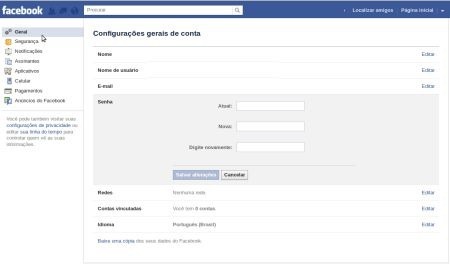 Senha do Facebook, como trocar 2