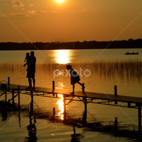 Minnesota Summer Fun, Sunset Wolf Lake by Kathleen Koehlmoos - People Family