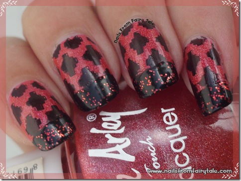 black and red french manicure with stamping 3