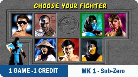 1 game - 1 credit - MK1-Sub-Zero