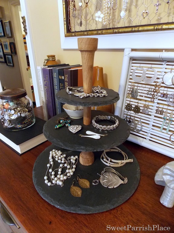 Slate serving tower from UncommonGoods- used as a jewelry station