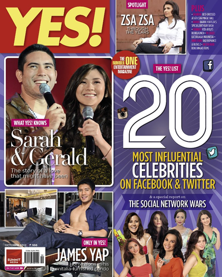 Sarah Geronimo and Gerald Anderson cover Yes! Oct 2012