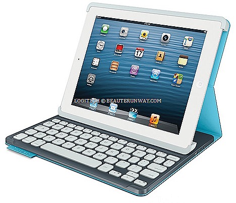 LOGITECH KEYBOARD FOLIO mini iPAD TABLET CASE PROTECTIVE COVER SINGAPORE fashionably slim compact Bluetooth keyboard sleek traditional typing Mystic Blue Electric Blue Sunflower Yellow save screen space hands free browsing