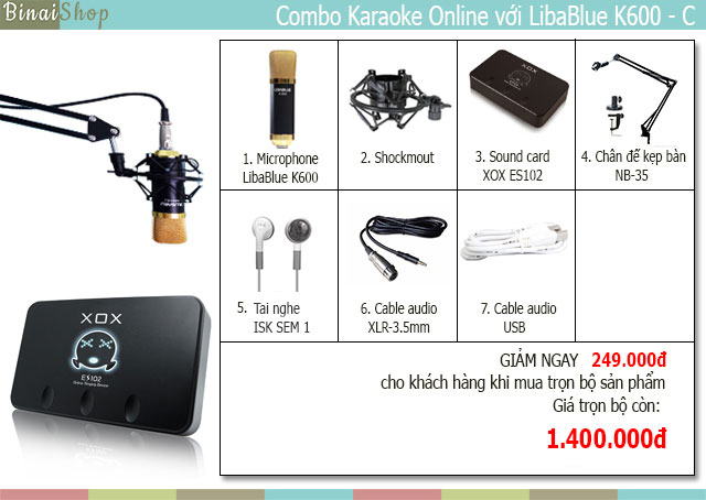 Combo micro hát karaoke online LibaBlue K600