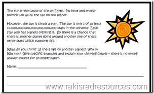 Do you believe in aliens?  why or why not?  Free Writing Prompt for elementary school - Raki's Rad Resources