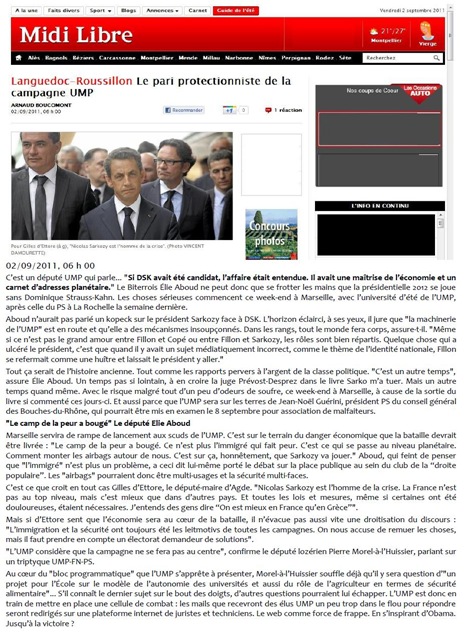 Midi Libre presenta la novèla politica de l'UMP en Lengadòc