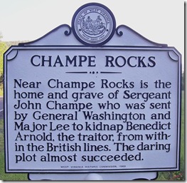 Champe Rocks marker in Pendleton County, WV (Click any photo to Enlarge)