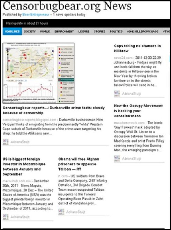 Censorbugbear Org NEWS Dec 31 2011 front page