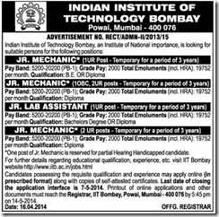 IIT Bombay - www.indgovtjobs.in