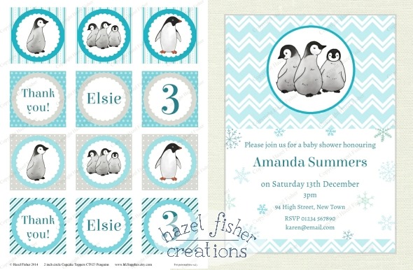 2014 December 02 penguins party printable digital designs snowflake hazel fisher creations