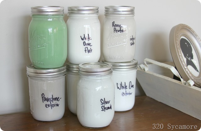 storing paint in mason jars