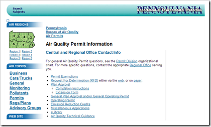 Pennsylvania Department of Environmental Protection Air Operating Permits