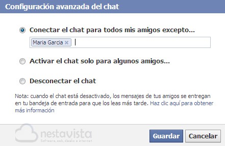 Configuración del chat de Facebook