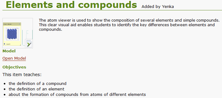 objetivos de elements and compounds