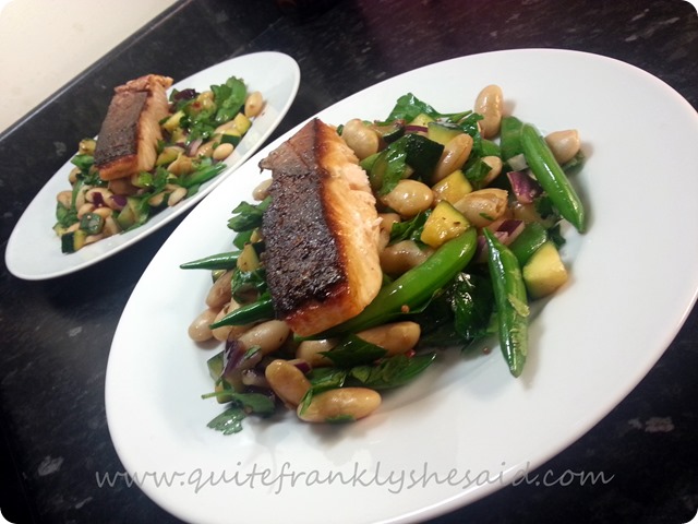 Hello Fresh Seductively Perfect Pan-Fried Salmon with Warm Courgette and Butterbean Salad