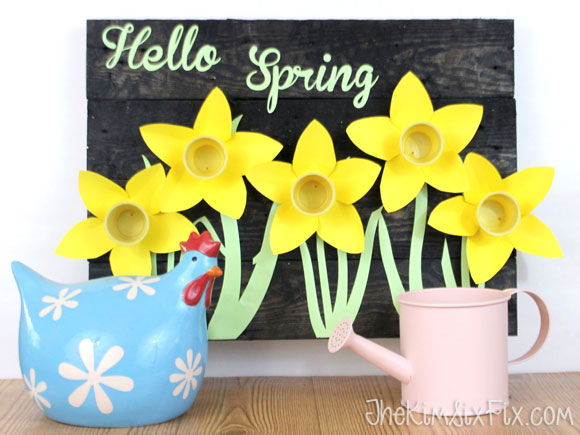 Hello spring daffodil sign