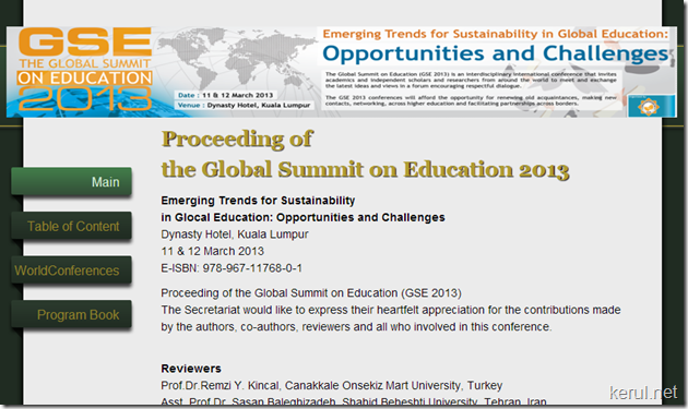Proceeding of the Global Summit on Education 2013