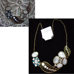 aqua and white bib necklace, hyphen