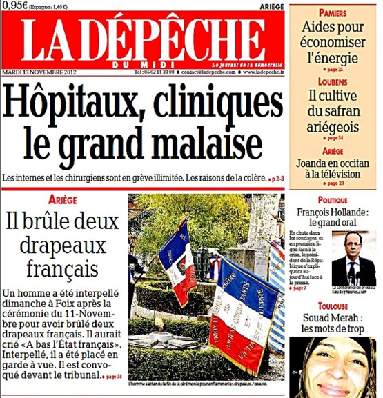 cremar una bandièra francesa l'article publicat per la DDM portada