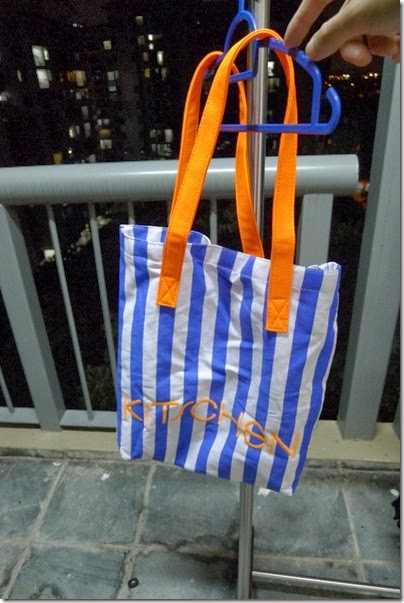 blue & white stripes tote bag