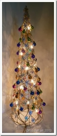 Illuminated Dunelm Christmas Tree Cone.  bejewelled Christmas tree cone