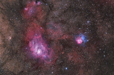 nebulosas M8, M20 e NGC 6559