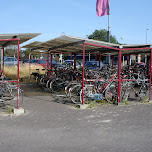 bicycles at the fast flying ferry to amsterdam in Amsterdam, Netherlands 