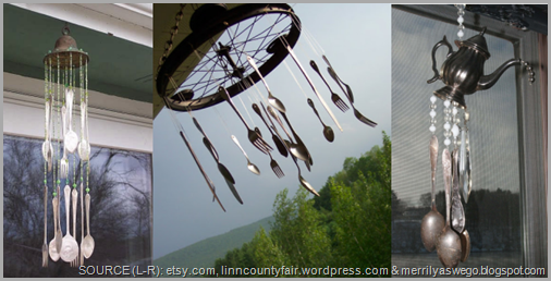 Turn old silverware and metal objects into beautiful wind chimes! CLICK to enlarge image.