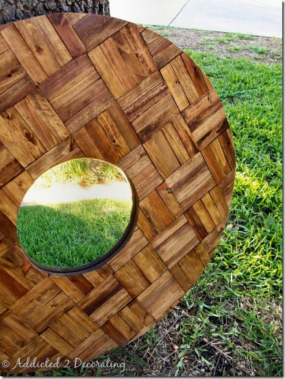 decorative mirror made of wood shims 2