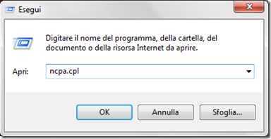 Finestra di dialogo Esegui Finestra di dialogo Esegui