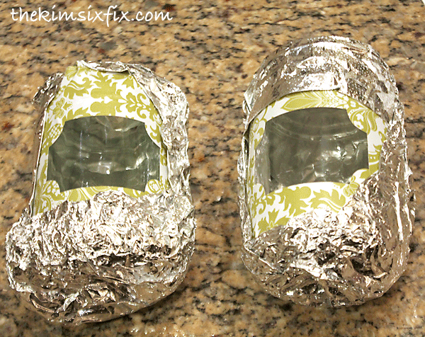 Using foil to cover whatever you want to spray paint.  Easier than taping off (and without the residue)