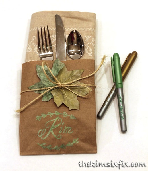 Brown Paper Bag Place Card and Napkin Holder - The Kim Six Fix