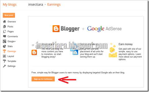 Sign up for Adsense